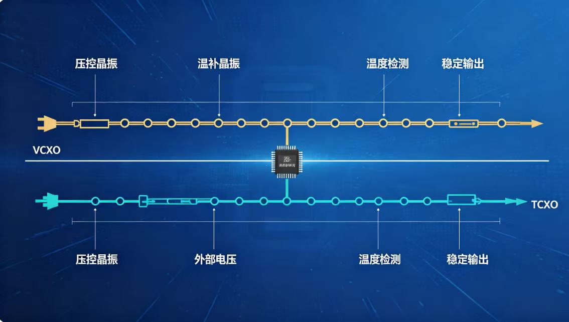 VCXO与TCXO对比详解：频率稳定性补偿方式与选型指南